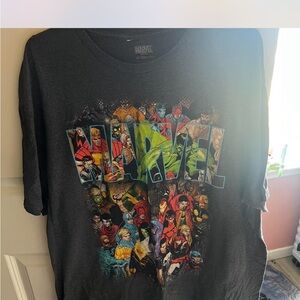 Marvel Superhero Characters T-Shirt in Dark Gray